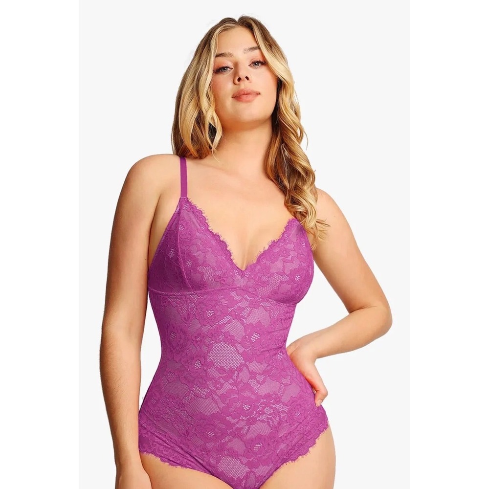 NWT Popilush Purple Floral Lace Sculpting Bodysuit 3XL Coquette